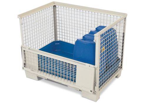 Euro-Gitterbox mit PE-Gitterboxwanne GW-Z zur Lagerung von Gefahrstoffen, 130 Liter Auffangvolumen-0
