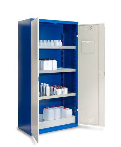 Chemikalienschrank Protect CS 104, mit Flügeltüren, incl. Bodenwanne und 3 Auffangwannen-0
