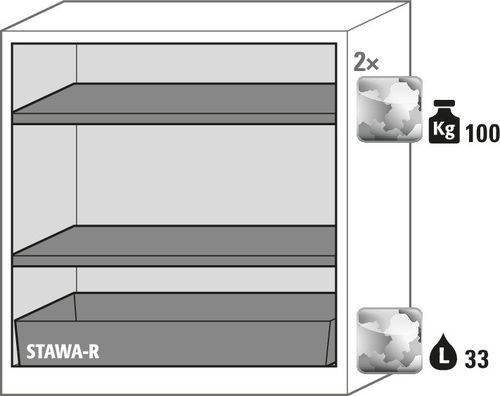 asecos Chemikalienschrank Systema CS-102, Korpus anthrazit, grau, 2 Einlegeböden und Bodenwanne-1