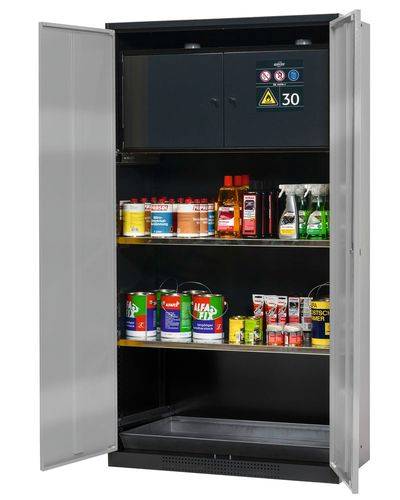 asecos Chemikalienschrank Systema-Plus, anthrazit, silber, Sicherheitsbox, Einlegeböden, Typ CS-30-0