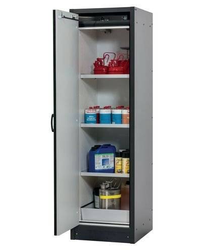asecos Feuerbeständiger Gefahrstoffschrank Basis-Line, anthrazit/blau, 3 Einlegeböden, Typ 30-63L-0