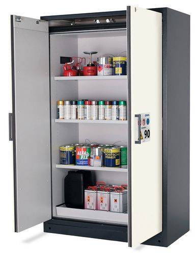 asecos Feuerbeständiger Gefahrstoffschrank Select W-123, 3 Einlegeböden, Türen weiß-0
