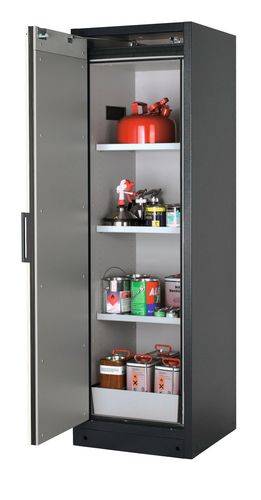 asecos Feuerbeständiger Gefahrstoffschrank Select W-63L, 3 Einlegeböden, Tür weiß (links)-0