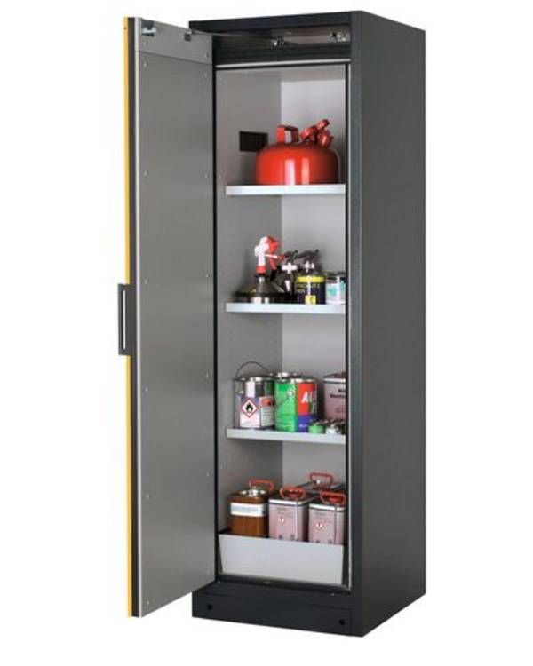 asecos Feuerbeständiger Gefahrstoffschrank Select W-63L-O "one touch", 3 Einlegeböden, Tür gelb