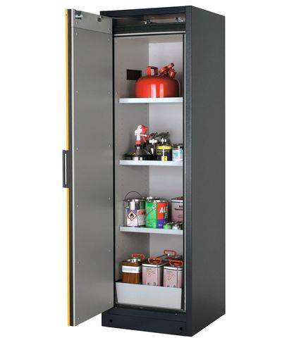 asecos Feuerbeständiger Gefahrstoffschrank Select W-63L-O "one touch", 3 Einlegeböden, Tür gelb-0