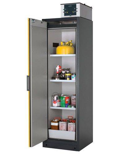 asecos Feuerbeständiger Gefahrstoffschrank Select W-63L-O "one touch", 3 Einlegeböden, Tür gelb-3