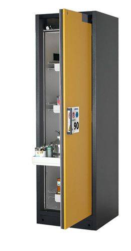 asecos Feuerbeständiger Gefahrstoffschrank Select W-64R-O "one touch", 4 Auszugswannen, Tür gelb-0