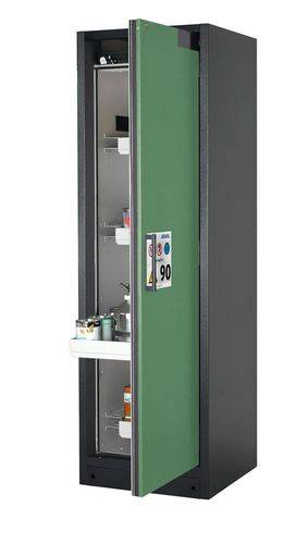 asecos Feuerbeständiger Gefahrstoffschrank Select W-64R-O "one touch", 4 Auszugswannen, Tür grün-0