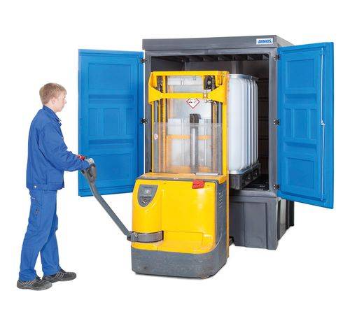 Gefahrstoff-Depot aus PE, HxBxT 2.330 x 1.560 x 1.550 mm, 1x IBC oder-2
