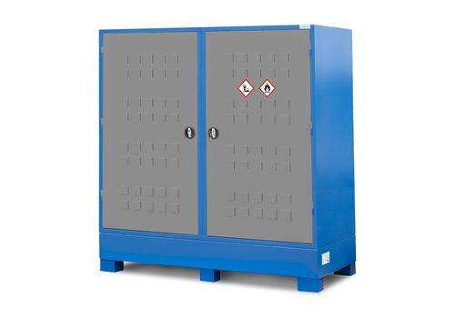 SteelSafe Gefahrstoffdepot D2, mit Türen und 1 Regalboden, für 1 Fass und Kleingebinde-1