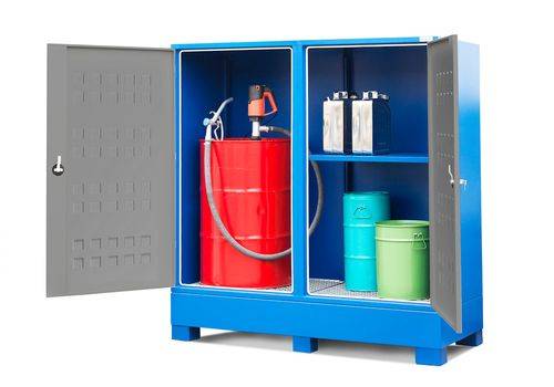 SteelSafe Gefahrstoffdepot D2, mit Türen und 1 Regalboden, für 1 Fass und Kleingebinde-2