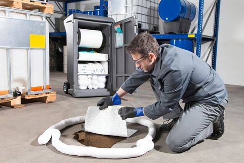 DENSORB Mobiles Notfallset, Bindemittel im grauen Caddy Medium, Ausführung Spezial mit Granulat-3