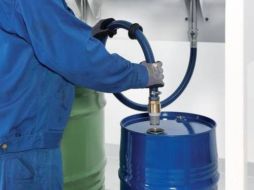 Öl-Station mit Wanne f. 4 Fässer, 4xElektropumpe,Schlauchaufroller geschl. 10m,Zapfpistole,Zähler-1