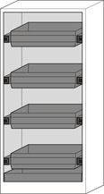 asecos Feuerbeständiger Gefahrstoffschrank Basis-Line, anthrazit/silber, 4 Auszugswannen, Typ 30-94R-4