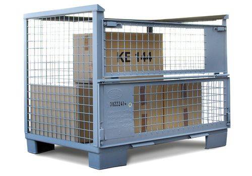 EURO-Gitterbox nach UIC 435-3, mit 2 Klappen, grau-2
