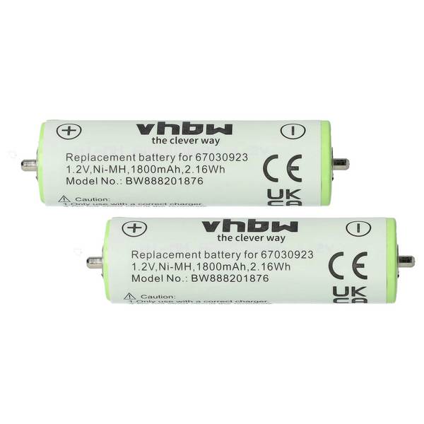 vhbw 2x Akku kompatibel mit Braun 5877 | 5895, 65684700, 65684705, 65685700, 65685701 Rasierer Haarschneider (1800mAh, 1