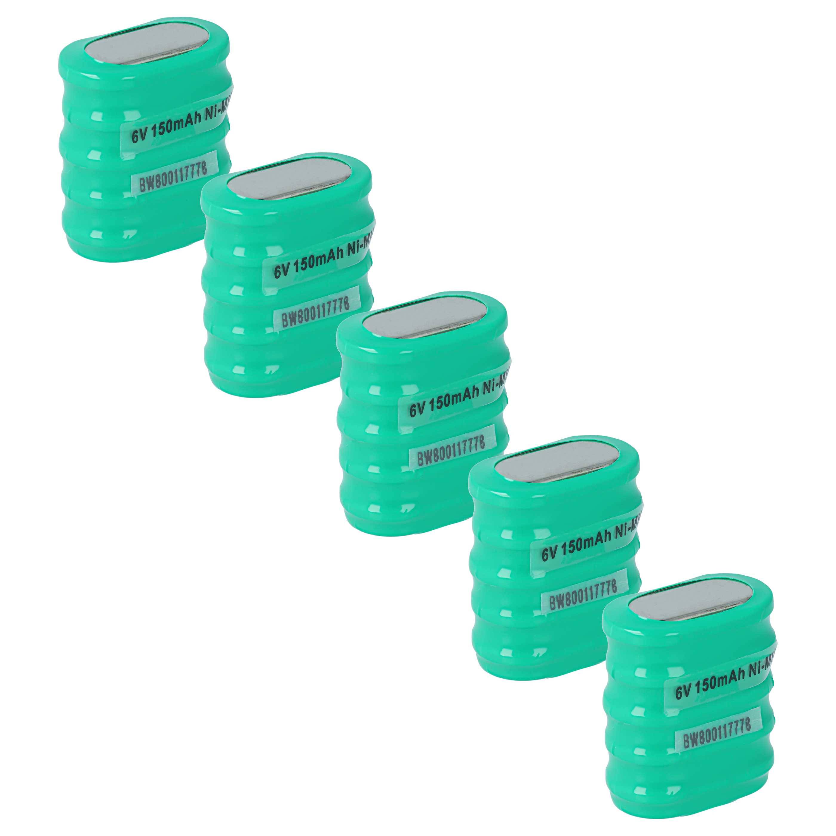 vhbw 5x NiMH Ersatz Knopfzellen-Akku Typ 5/V150H 150mAh 6V | kompatibel mit Modellbau-Akkus, Solar-Leuchten uvm.-0
