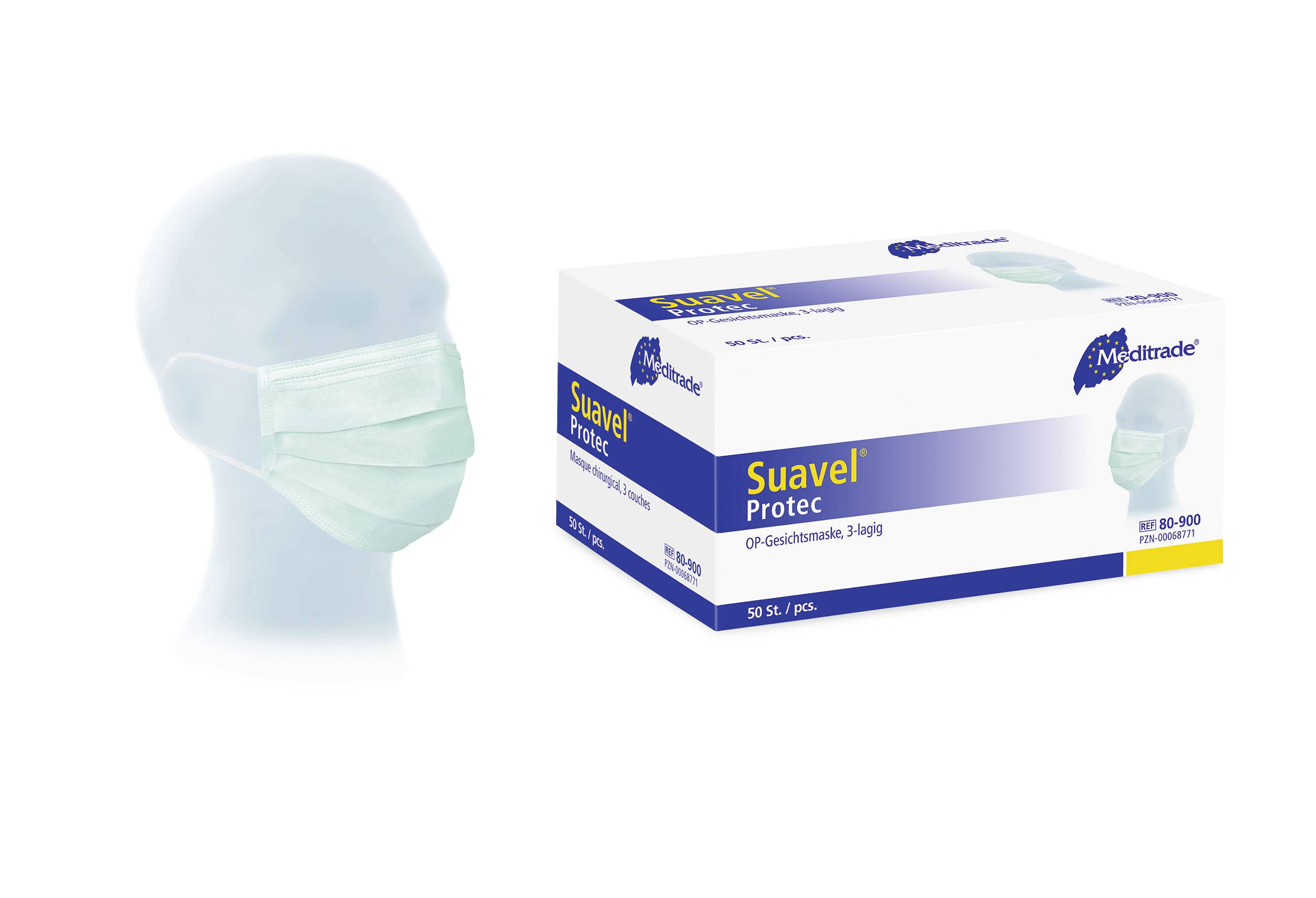 Suavel® Protec OP-Maske mit elastischen Ohrschlaufen, blau, Typ II-1