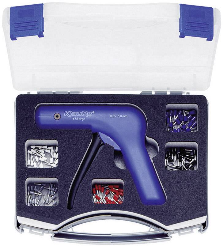 Klauke K38 ERGOSET K38 ERGOSET Presszangen-Set Aderendhülsen, Zwillingsaderendhülsen 0.25 bis 6 mm² Inkl. Aderendhülsensortiment im Kunststoffkoffer