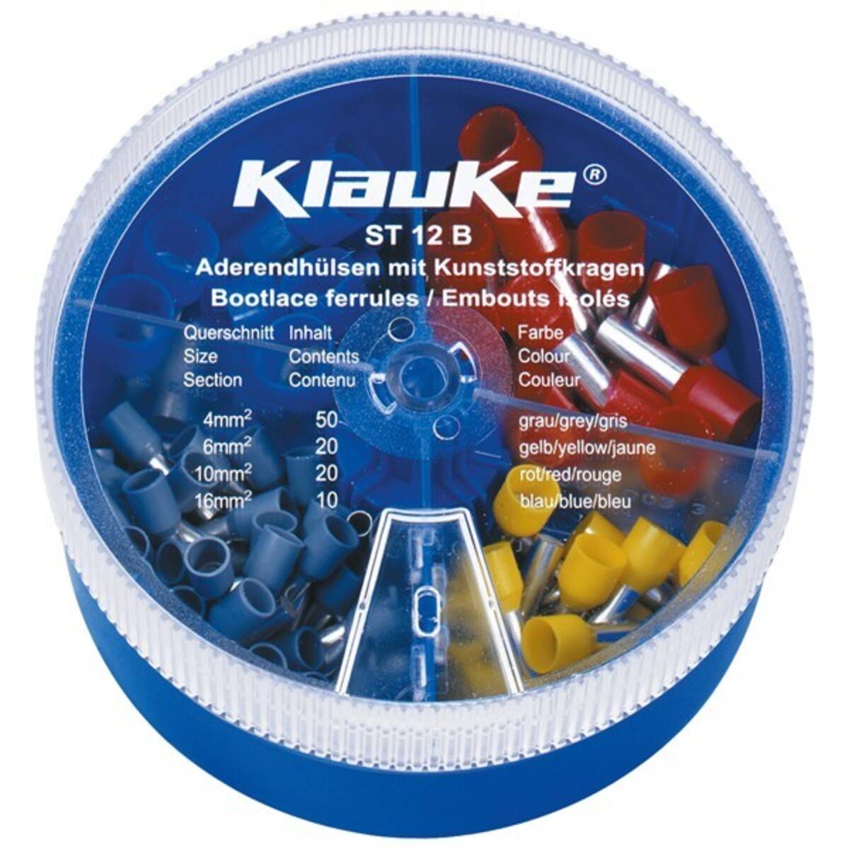 Klauke Kabelendhülsen-Set - insulated, 4-16 mm², DIN 46228 part 4 - Grau - Blau-0