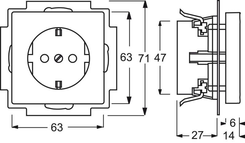 BUSCH JAEGER - Busch-Jaeger 2011-0-3725, CEE 7/3, 2P+E, Weiß, 250 V, 16 A, 71 mm-1