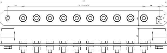 DEHN Potentialausgleichschiene PAS I 10AP M10 V2A-4