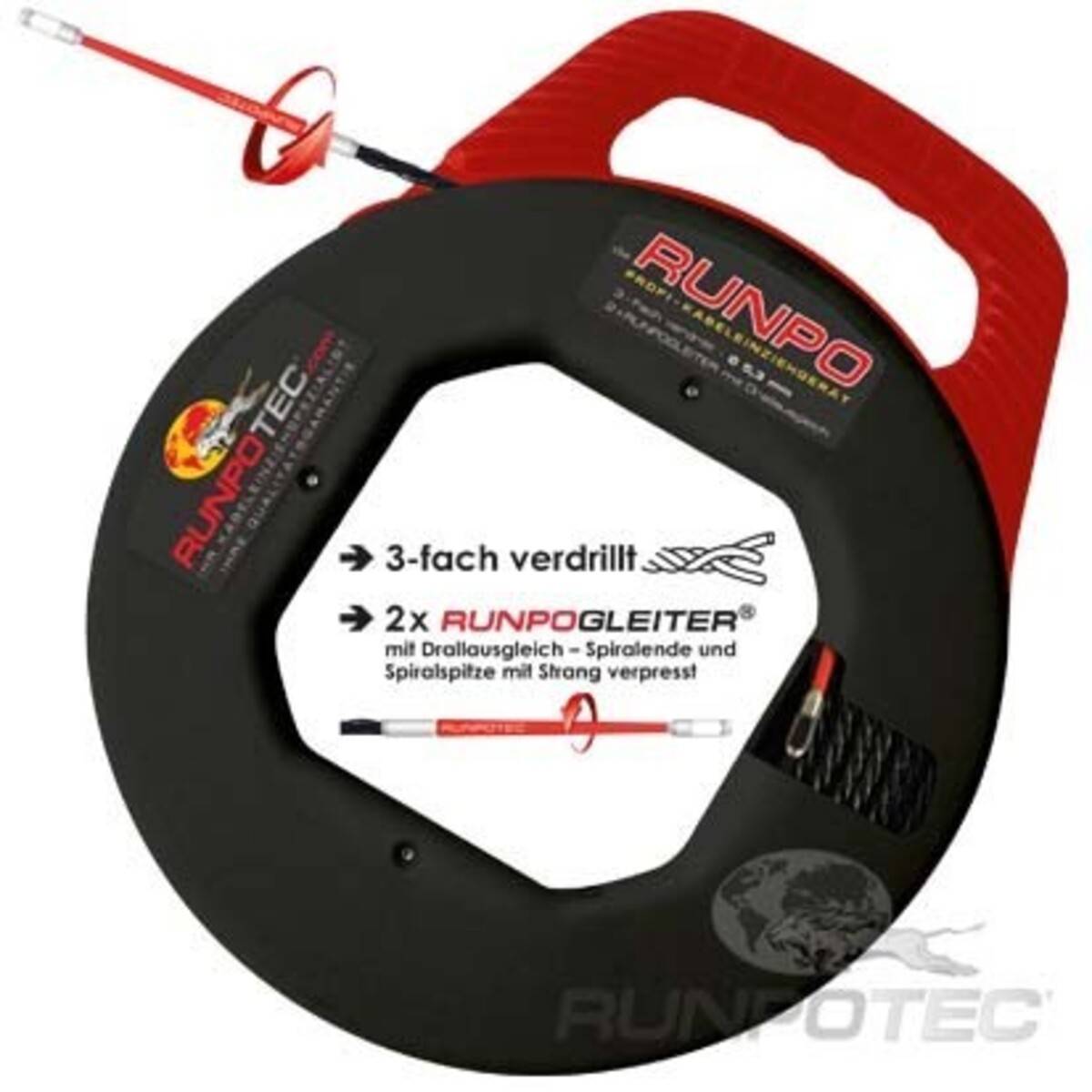 Kabeleinziehgerät RUNPO 5 Band-L.30m Biege-R.15mm Kabel-D.5,3mm RUNPOTEC-1