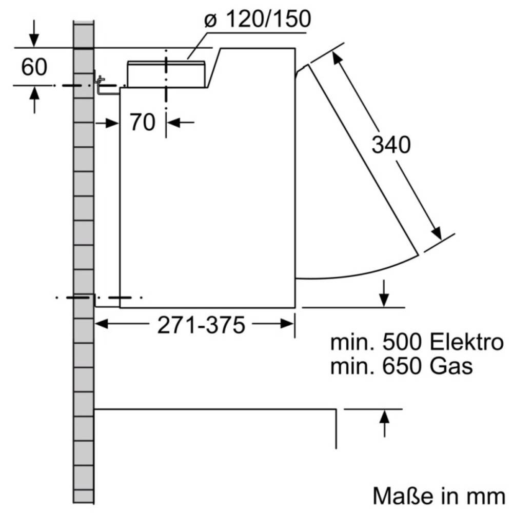 Siemens iQ100 LE63MAC00 Dunstabzugshaube Eingebaut Edelstahl 360 m³/h D Hausgeräte Großgeräte-3