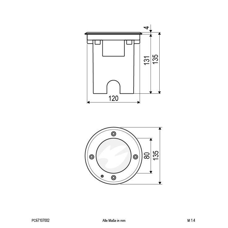 EVN - PC67107002 P-LED Bodeneinbau - rund -EDS/Alu IP67 - 100-240V - 7W-1