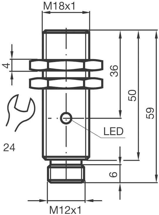 Pepperl+Fuchs Fabrik Sensor,ind.,M18x1,Steck. NEB-1