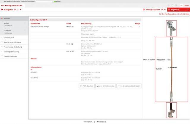 DEHN Erdungs u. Kurzschließseil EKV1+125VB1DETL-2