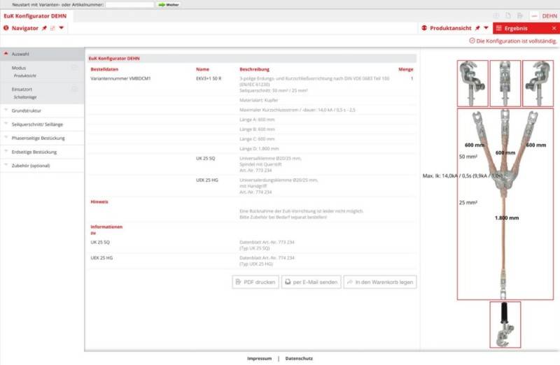 DEHN Erdungs u. Kurzschließseil EKV3+1120RVACNLP-1