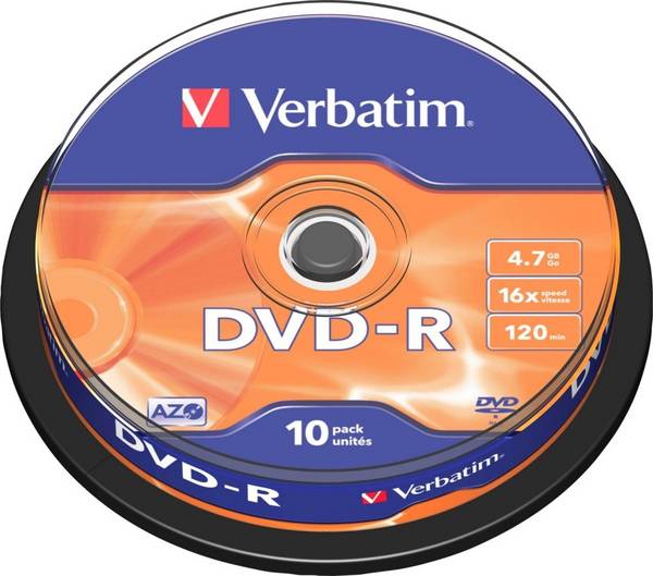 Verbatim DVD-R 4.7GB/120Min/16x 43523 (VE10)
