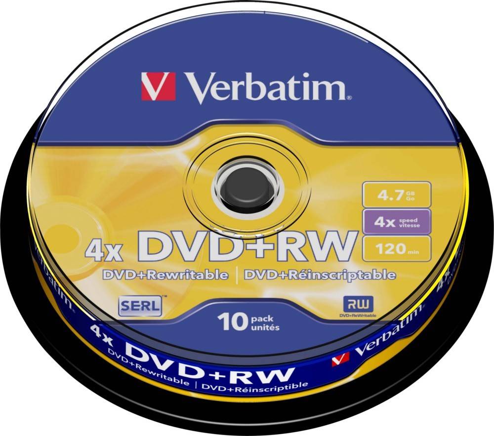 Verbatim DVD+RW 4.7GB/120Min/4x 43488 (VE10)-0