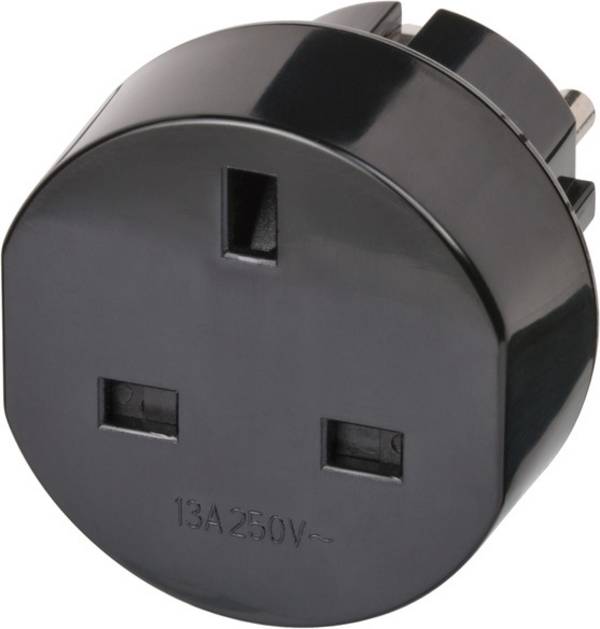 Brennenstuhl Reisestecker / Reiseadapter (Reise-Steckdosenadapter für: Euro Steckdose und England Stecker) schwarz