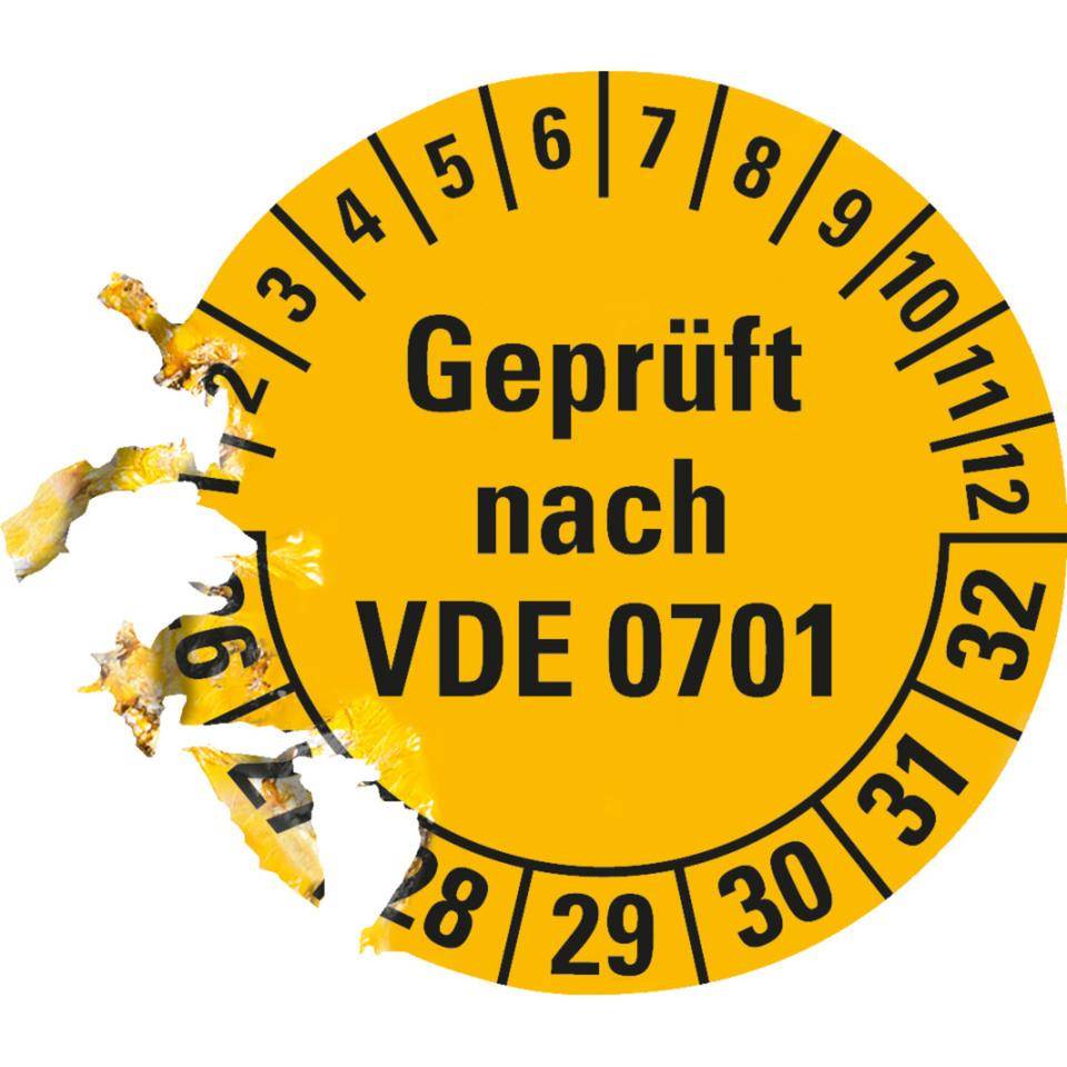 Prüfplakette geprüft nach VDE 0701,26-32,gelb,Dokumentenfolie,Ø 30mm,500/Rolle-2