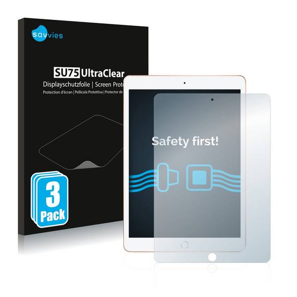 3x Savvies SU75 Displayschutzfolie für Apple iPad 10.2 WiFi Cellular 2019 (7.