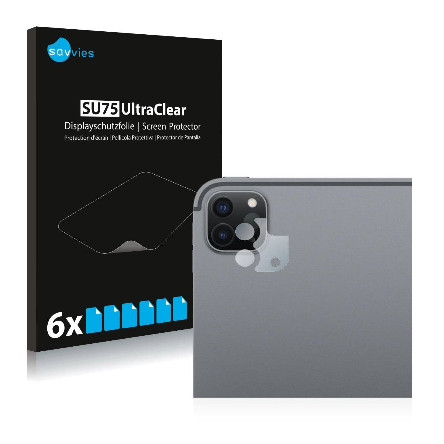 6x Savvies SU75 Displayschutzfolie für Apple iPad Pro 11 WiFi 2020 (NUR Kamera, 2.-0