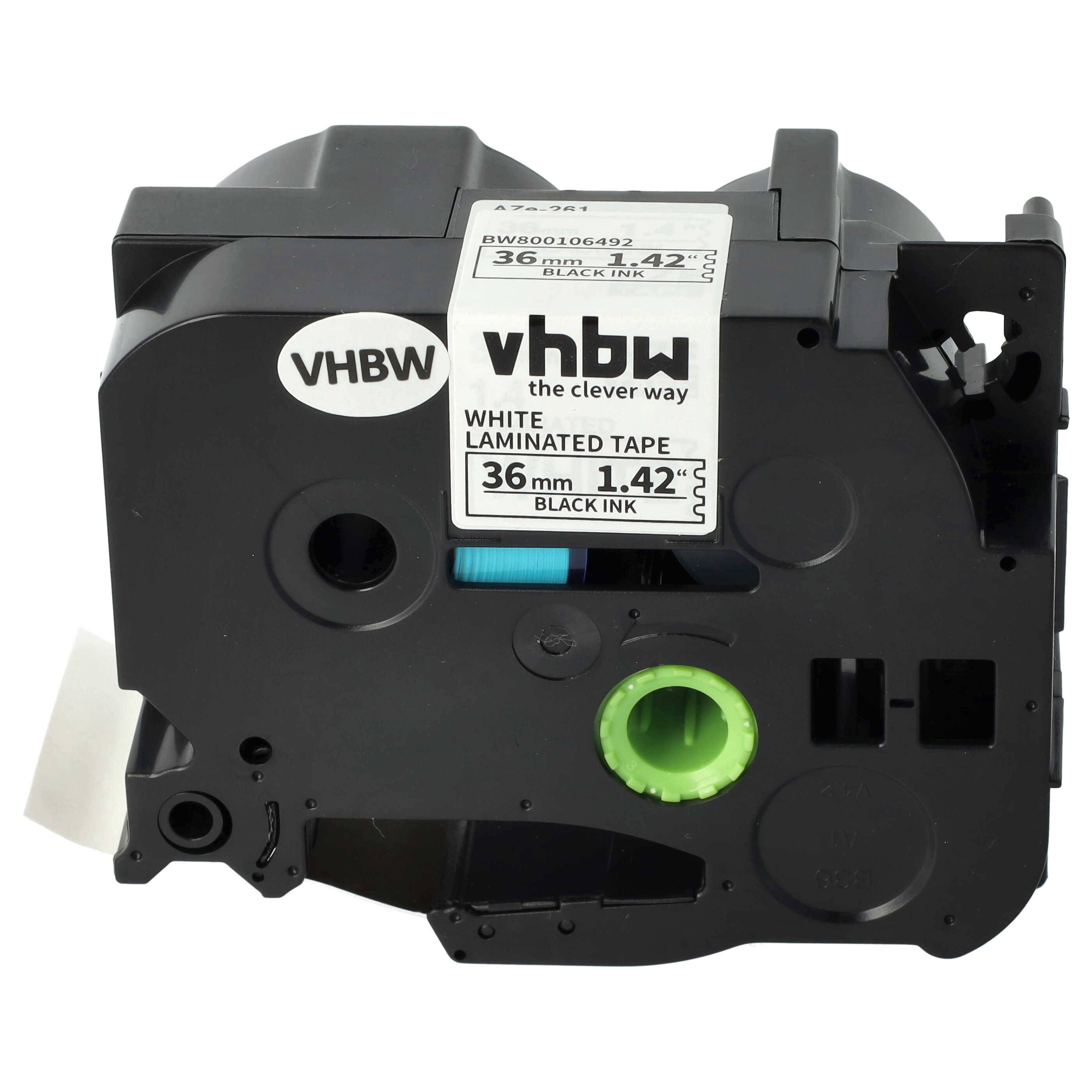vhbw Schriftband-Kassette Ersatz für Brother TZ-261 | TZE-261 für Etiketten-Drucker 8m x 36mm Schwarz auf Weiß-0