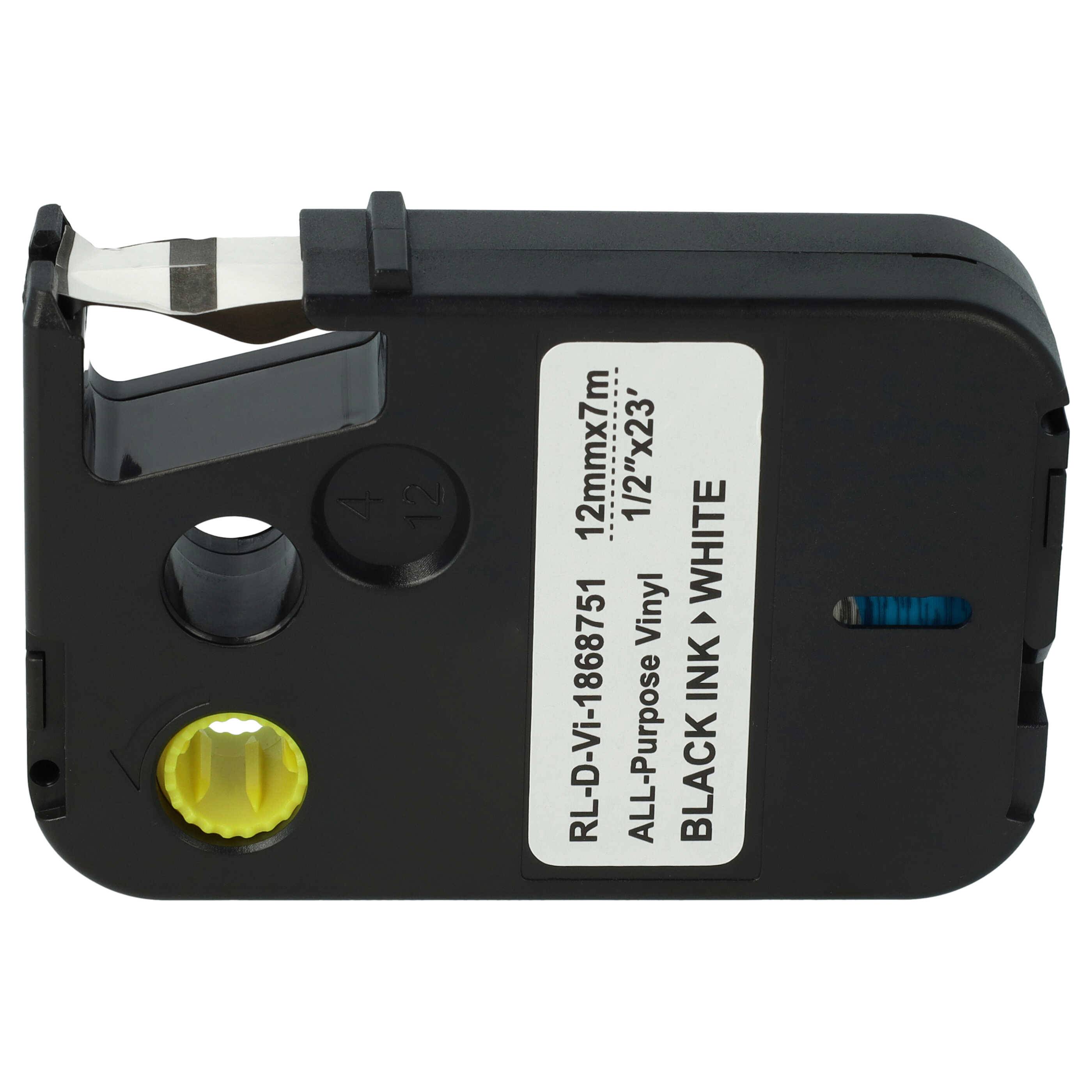 vhbw Schriftband-Kassette kompatibel mit Dymo XTL 500 | 300 Etiketten-Drucker 7m x 12mm Schwarz auf Weiß, All-Purpose-1