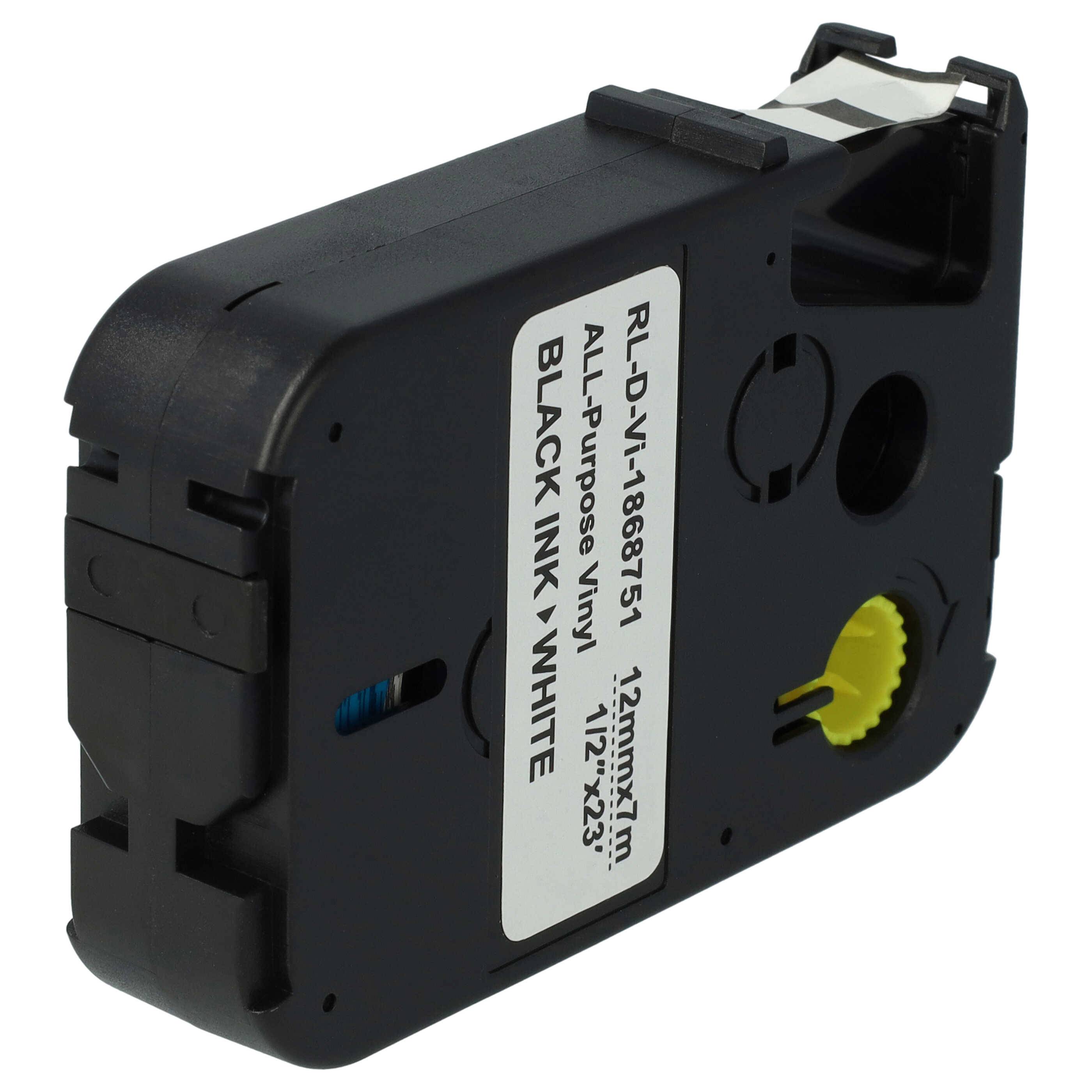 vhbw Schriftband-Kassette kompatibel mit Dymo XTL 500 | 300 Etiketten-Drucker 7m x 12mm Schwarz auf Weiß, All-Purpose-2