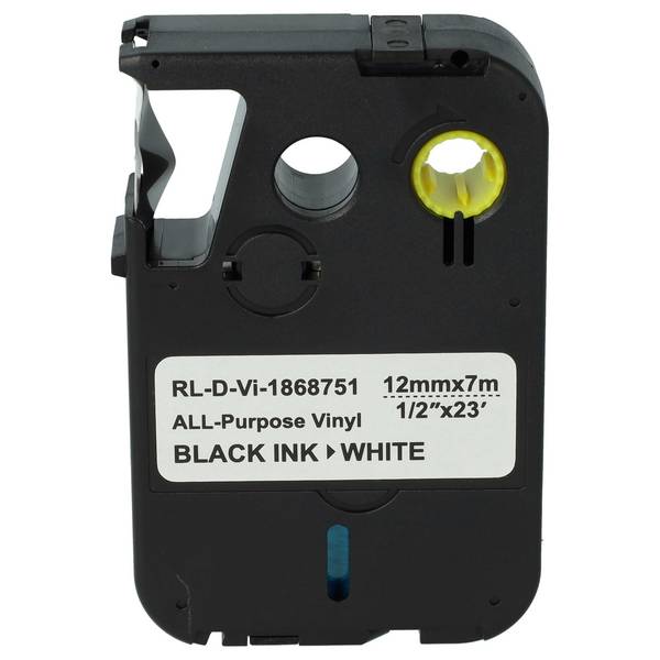vhbw Schriftband-Kassette kompatibel mit Dymo XTL 500 | 300 Etiketten-Drucker 7m x 12mm Schwarz auf Weiß, All-Purpose