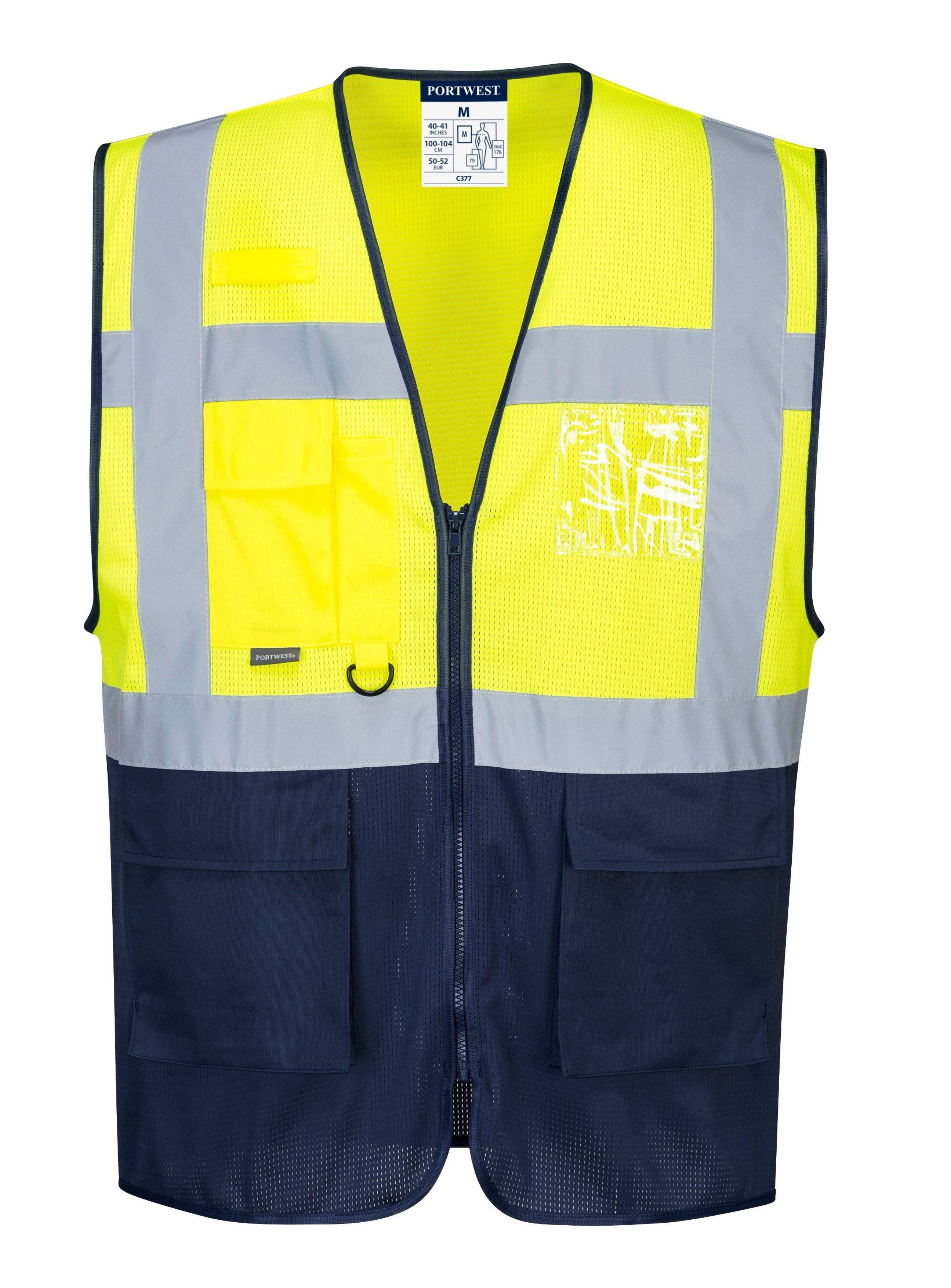 Portwest 2-farbige Executive-Netz-Warnschutz-Weste Farbe: Gelb/Marine Blau, Gr. 3XL-0