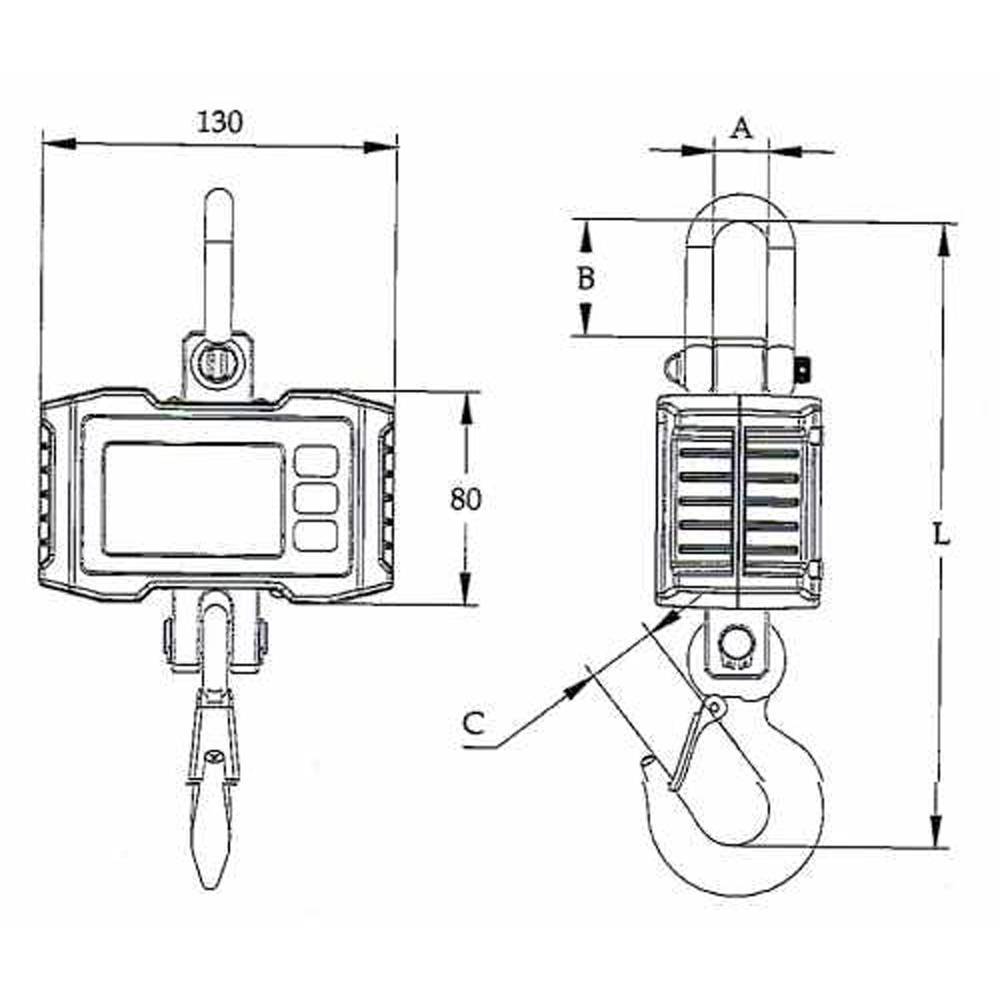PCE Instruments Kranwaage PCE-CS 1000N Wägebereich 1000 kg |Fernbedienung |Hold |Summierfunktion |Haken |Schäkel-2