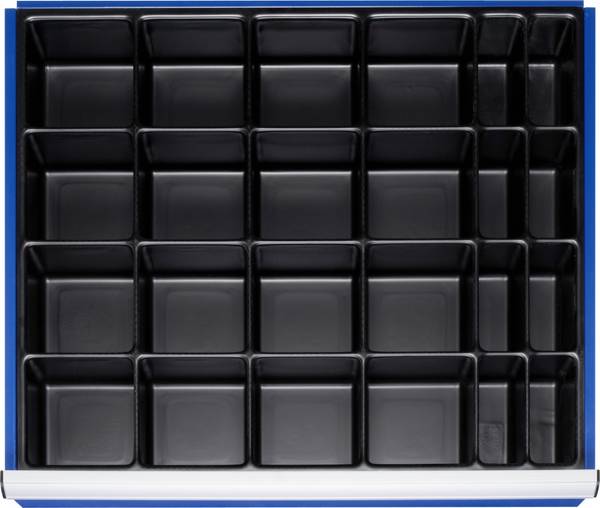 Einteilungsset,24 Fächer,f. Schubl. BxT 680x560mm,Front H 60-90mm,BxT 680x560mm,schwarz