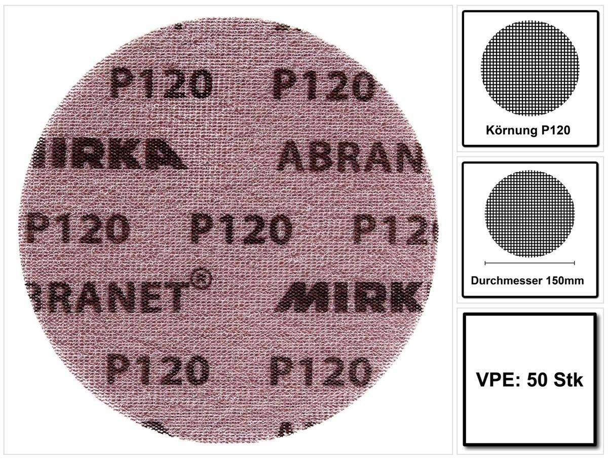 Mirka ABRANET Schleifscheiben Grip 150mm P120 50 Stk. ( 5424105012 )-0
