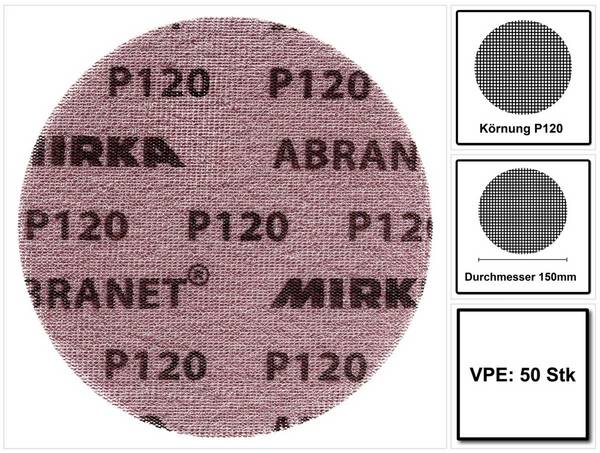 Mirka ABRANET Schleifscheiben Grip 150mm P120 50 Stk. ( 5424105012 )