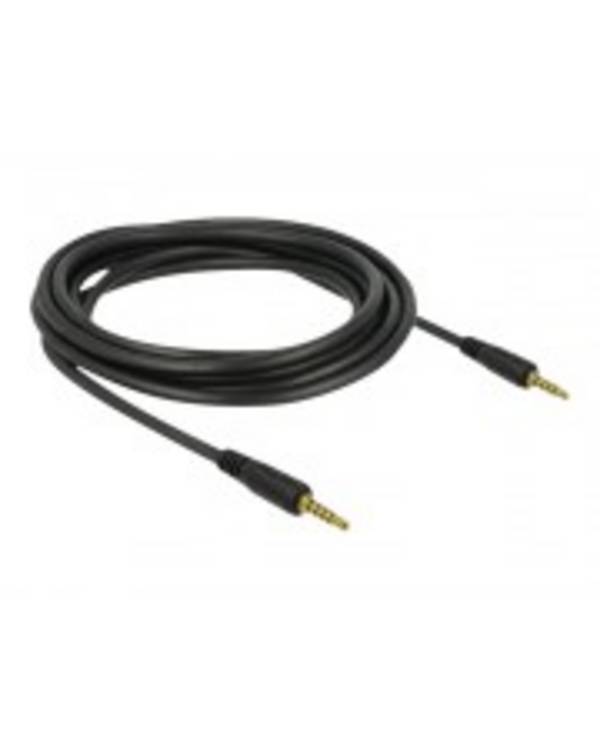 Delock Klinkenkabel 3.5 mm 5 Pin Stecker zu 3 m schwarz Schwarz