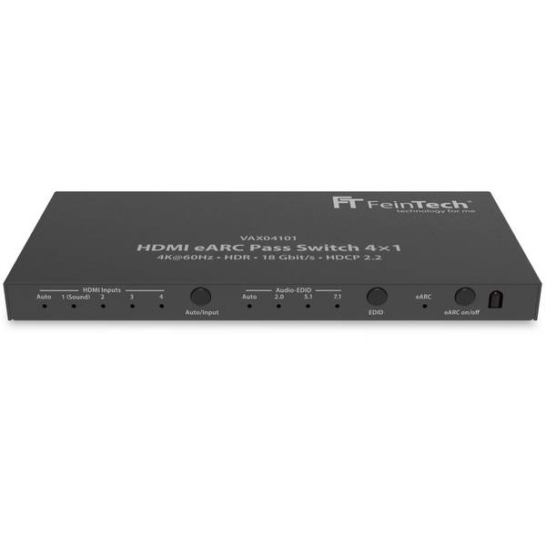 FeinTech VAX04101 HDMI eARC Pass Switch 4x1 für TV, Soundbar und 3 Quellen