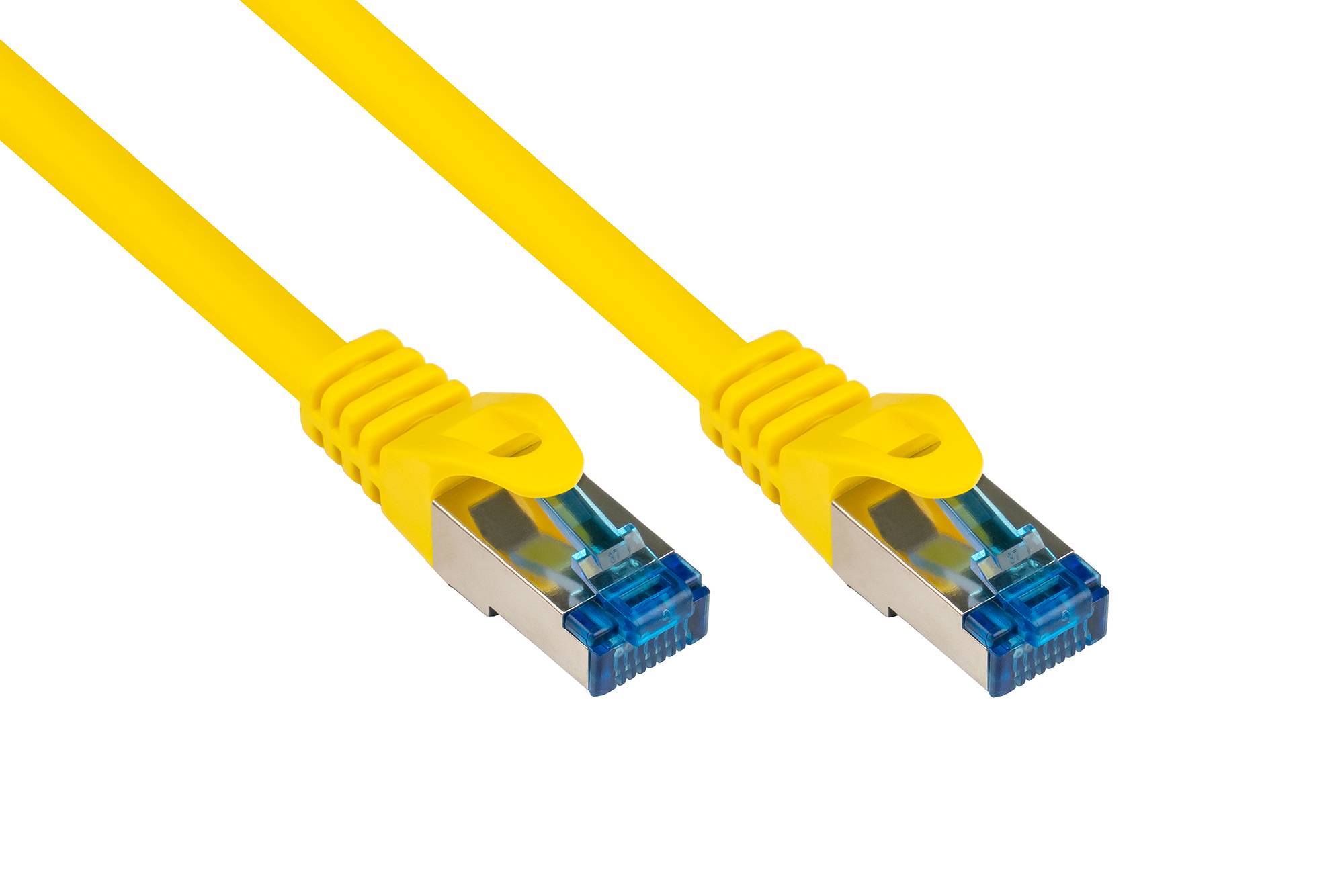 kabelmeister® Patchkabel, Cat. 6A, S/FTP, PiMF, halogenfrei, 500MHz, gelb, 1m-0